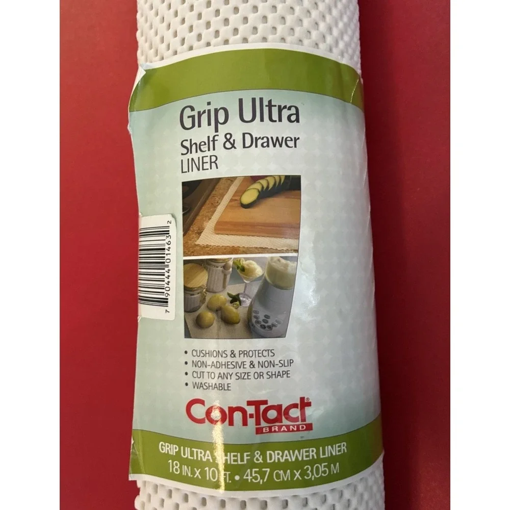NEW! Contact Grip Ultra Non-Adhesive Shelf & Drawer Liner Color White 18
